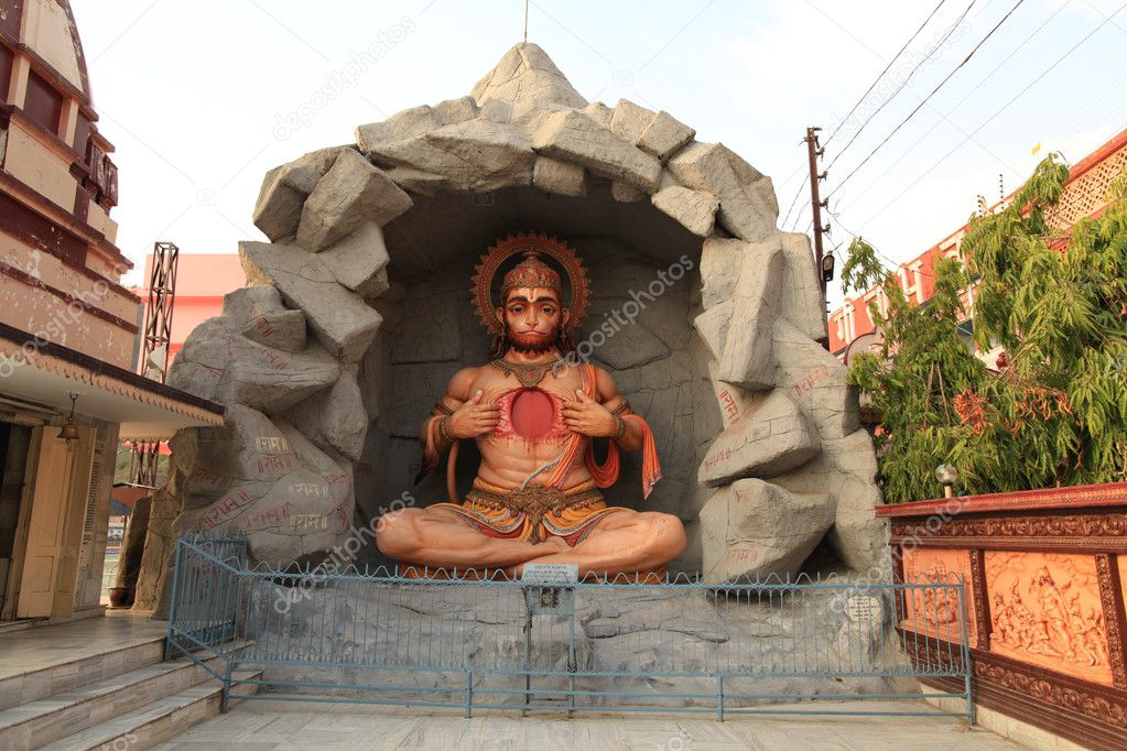 Ashram in Rishikesh. statue of Hanuman