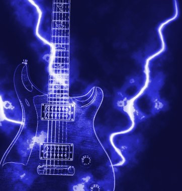elektro gitar ve ışık ışını