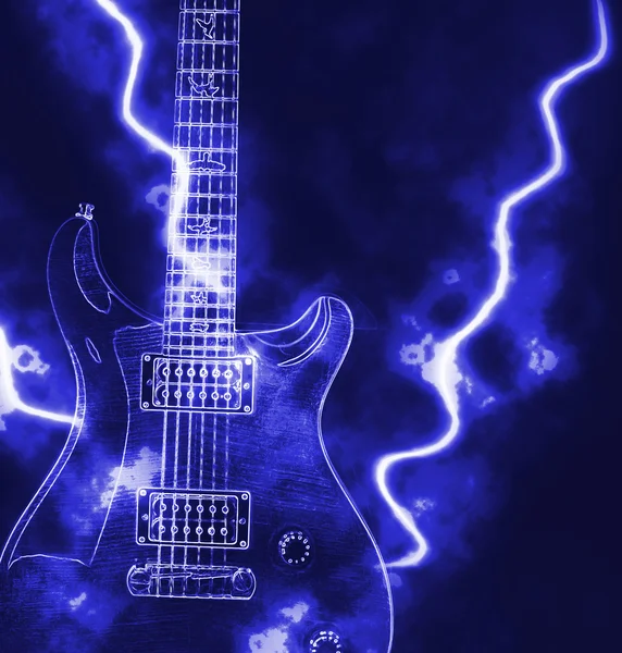 Електрична гітара і промінь світла — стокове фото