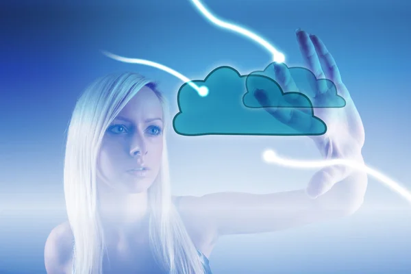 Cloud computing concept - world wide data sharing and communication — Stock Photo, Image