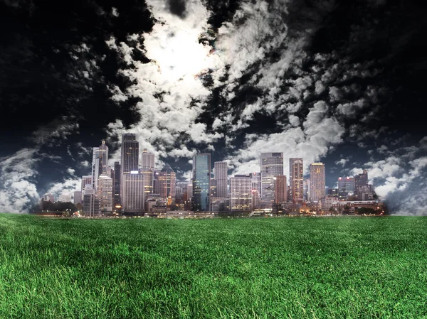 Panoramę miasta nocą — Zdjęcie stockowe