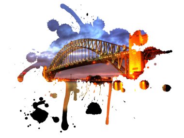Sydney Harbour with Opera House and Bridge clipart