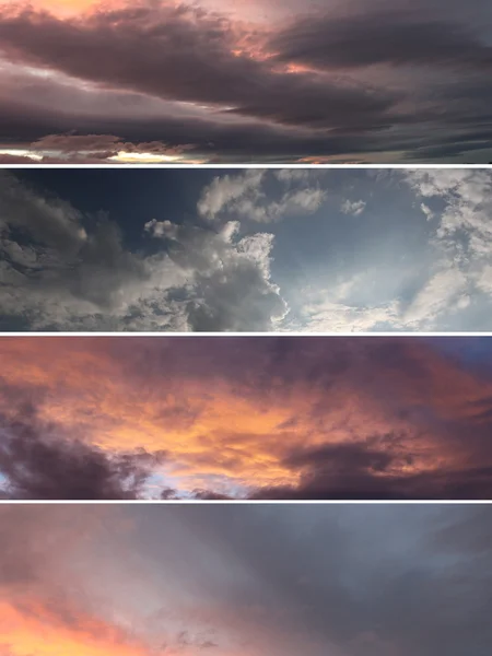 Красный закат над морем, густые темные и светлые облака — стоковое фото