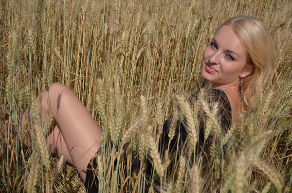 Blondine auf dem Feld — Stockfoto