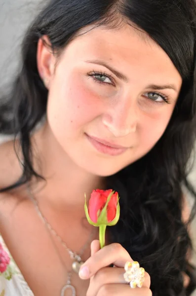 Woman with rose — Stock Photo, Image