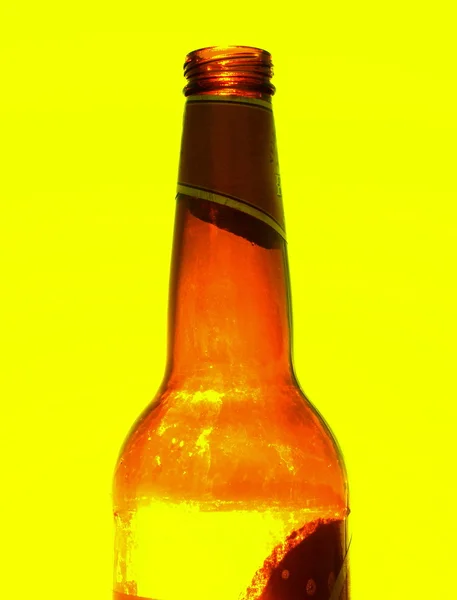 Frasco de cerveja close-up — Fotografia de Stock