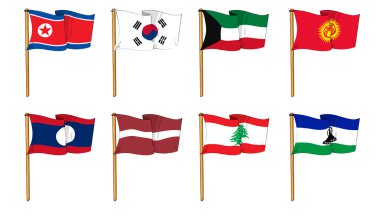 Hand-drawn Flags of the World - letter K & L clipart