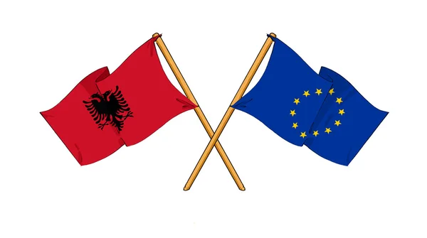 Unii Europejskiej i albania Sojuszu i przyjaźń — Zdjęcie stockowe