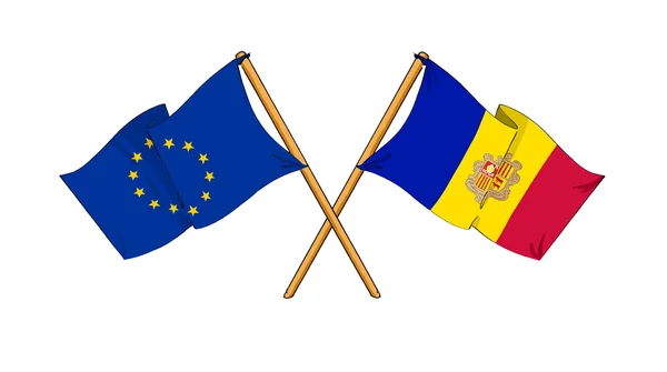 Ευρωπαϊκής Ένωσης και της Ανδόρας Συμμαχία και φιλία — Φωτογραφία Αρχείου