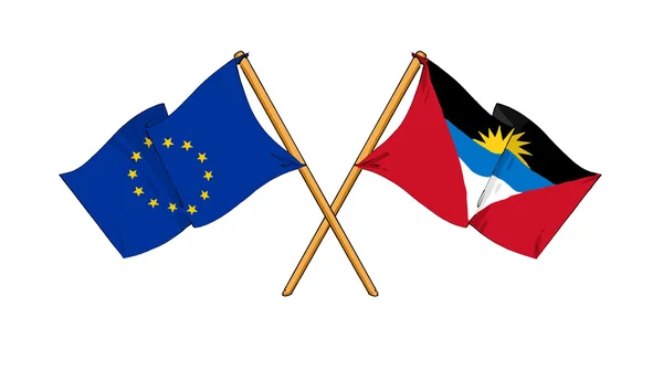 European Union and Antigua and Barbuda alliance and friendship — Stock Photo, Image