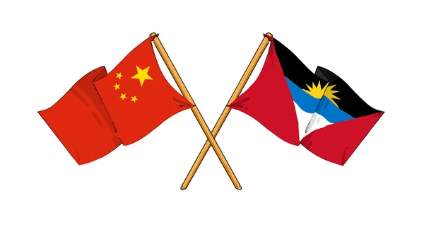 China and Antigua and Barbuda alliance and friendship — Stock Photo, Image