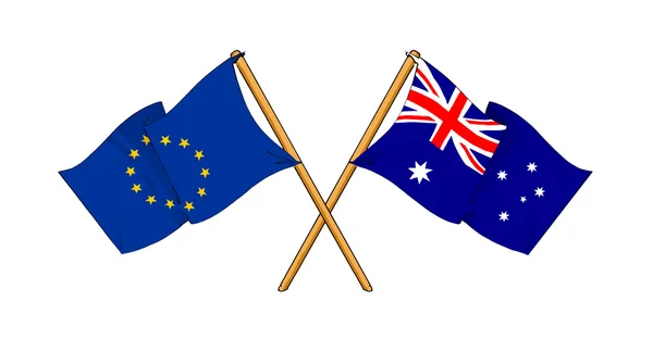 欧州連合およびオーストラリアの同盟および友情 — ストック写真