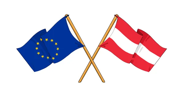 European Union and Austria alliance and friendship — Stock Photo, Image