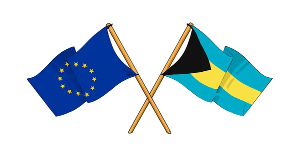 European Union and The Bahamas alliance and friendship — Stock Photo, Image