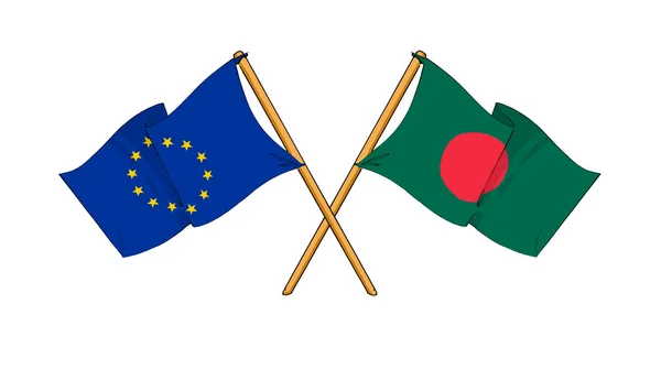 欧州連合およびバングラデシュの同盟および友情 — ストック写真