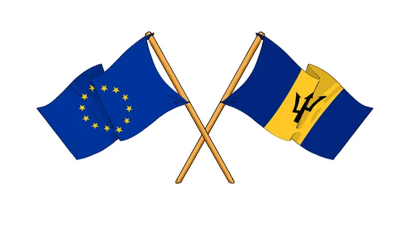 欧州連合とバルバドス同盟および友情 — ストック写真