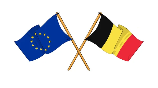 European Union and Belgium alliance and friendship — Stock Photo, Image