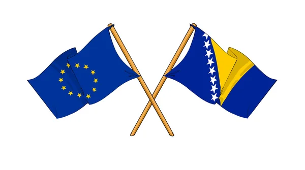 Europese Unie en Bosnië-herzegovina Bondgenootschap en friendshi — Stockfoto