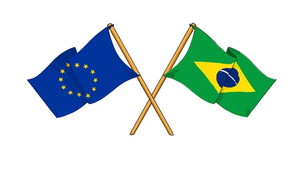 Evropská unie a Brazílie spojenectví a přátelství — Stock fotografie