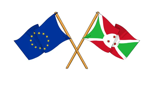 Evropská unie a burundi spojenectví a přátelství — Stock fotografie