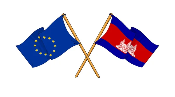European Union and Cambodia alliance and friendship — Stock Photo, Image
