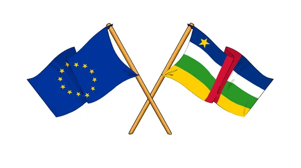 European Union and Central African Republic alliance and friends — Stock Photo, Image