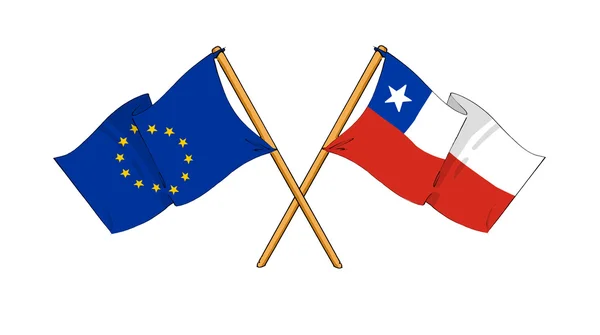 União Europeia e Chile aliança e amizade — Fotografia de Stock