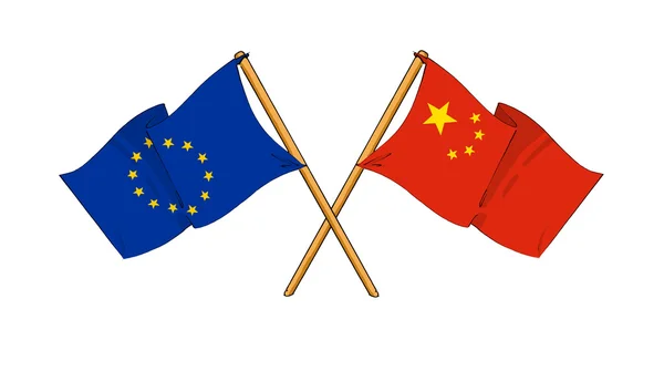 Alianza y amistad entre la Unión Europea y China — Foto de Stock