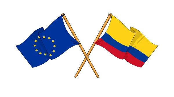 Europese Unie en colombia Alliantie en vriendschap — Stockfoto
