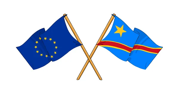 European Union and Democratic Republic of the Congo alliance and — Stock Photo, Image
