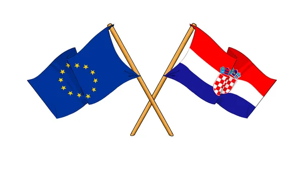 Avrupa Birliği ve Hırvatistan İttifak ve dostluk — Stok fotoğraf