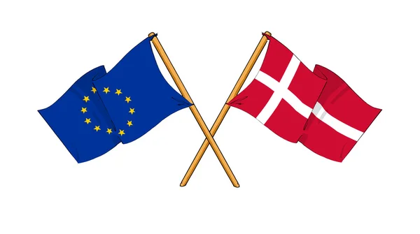Uniunea Europeană și Danemarca alianță și prietenie — Fotografie, imagine de stoc