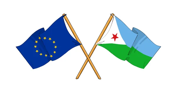 Avrupa Birliği ve Cibuti İttifak ve dostluk — Stok fotoğraf
