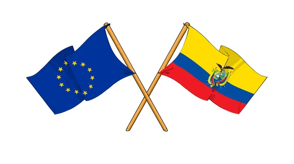 Europese Unie en ecuador Alliantie en vriendschap — Stockfoto