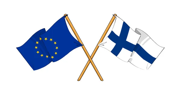 Evropská unie a Finsko spojenectví a přátelství — Stock fotografie