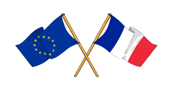 European Union and France alliance and friendship — Stock Photo, Image