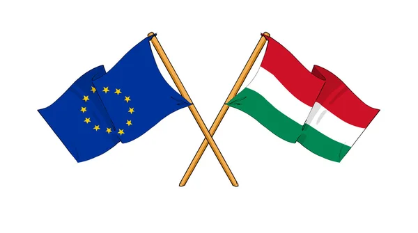 European Union and Hungary alliance and friendship — Stock Photo, Image