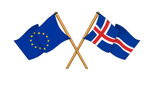 European Union and Iceland alliance and friendship — Stock Photo, Image