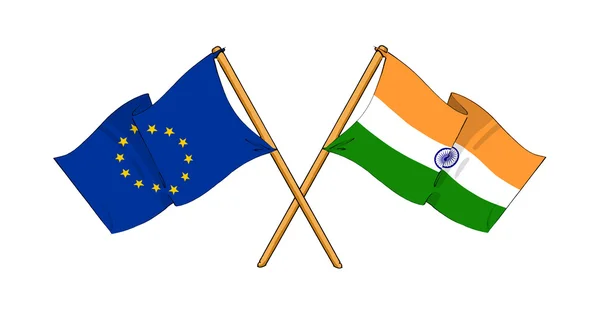 Allianz und Freundschaft zwischen der Europäischen Union und Indien — Stockfoto