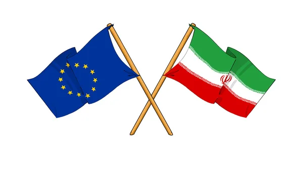 European Union and Iran alliance and friendship — Stock Photo, Image
