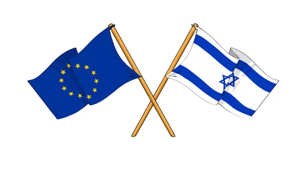 Європейський Союз і Ізраїль Альянс та дружби — стокове фото