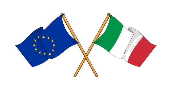 Evropská unie a Itálie spojenectví a přátelství — Stock fotografie