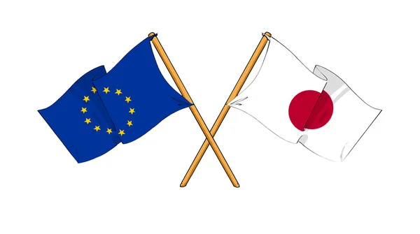 Europese Unie en japan Alliantie en vriendschap — Stockfoto