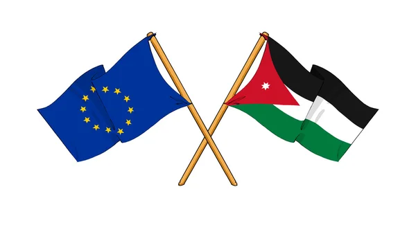 União Europeia e Jordânia aliança e amizade — Fotografia de Stock