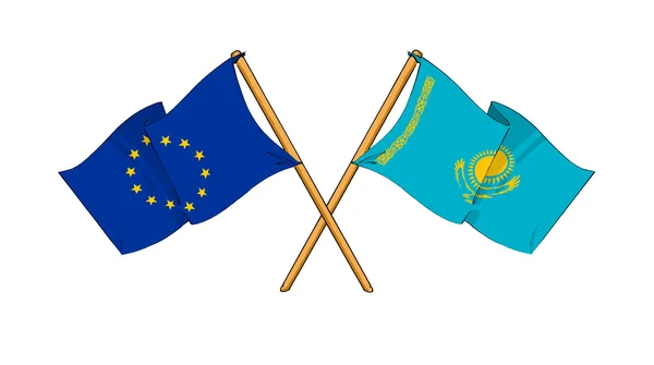 Europese Unie en Kazachstan Alliantie en vriendschap — Stockfoto