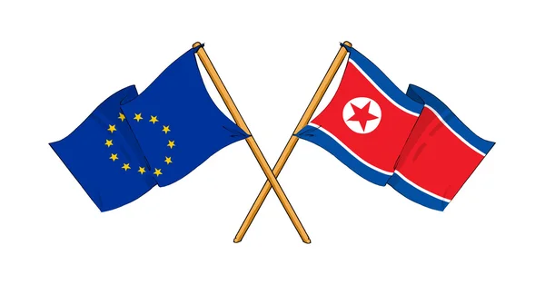 European Union and North Korea alliance and friendship — Stock Photo, Image