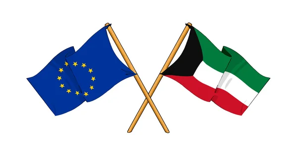 European Union and Kuwait alliance and friendship — Stock Photo, Image