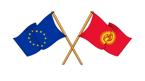 European Union and Kyrgyzstan alliance and friendship — Stock Photo, Image