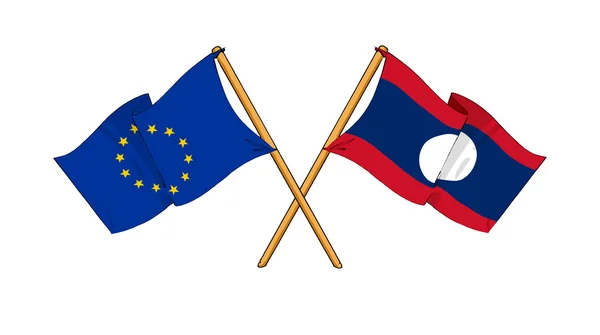 European Union and Laos alliance and friendship — Stock Photo, Image