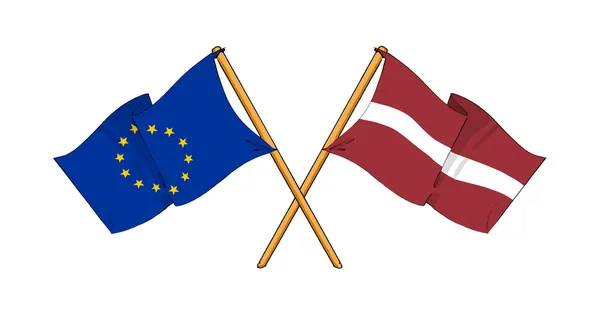 União Europeia e Letónia aliança e amizade — Fotografia de Stock